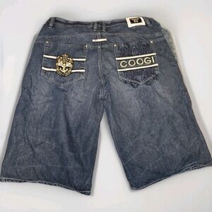 Coogi Men's Y2K Baggy Embroidered jean Shorts 42W X 17.5L